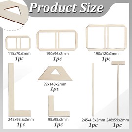 AHANDMAKER Bookbinding Easy Scrapbooking Tool, Wood L-Shaped Ruler T-Shaped Ruler Spacing Guide Corner Cutting Square Set, Bookbinding Tool for Portable Notebook Journal Handbook Making
