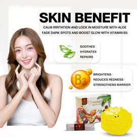 Greenaree Fruit & Flower-Shaped Natural Soap Bar with Vitamin B3 & Aloe Vera – Moisturizing, Gentle for Sensitive Skin, Includes Foam Net, Handmade in Thailand – Body & Hand Use (1 Bar)