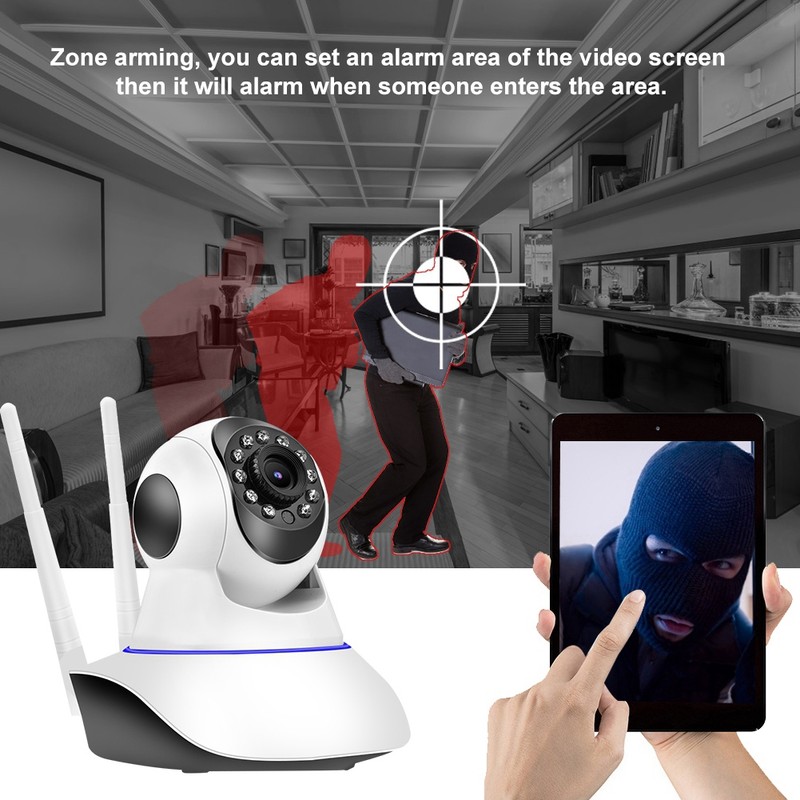 1MP 720P WIFI PTZ Camera HD Dual Antenna Baby Monitor