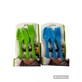 Urban Kitchen Lot 24 Urban Kitchen Kids Cutlery Set Knife, Fork, and Spoon In Blue and Green