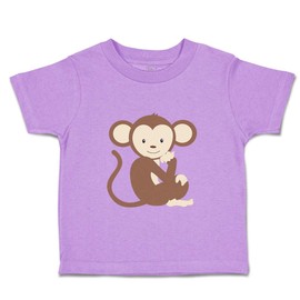 Toddler T-Shirt Safari Monkey Sits Safari Cotton Cute Monkey Boy & Girl Clothes Safari Baby Funny Tee Lavender Design Only 3T