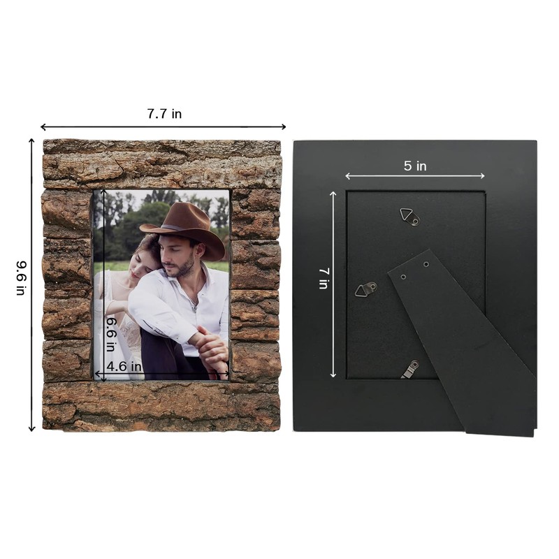 IKEREE 5x7 Rustic Farmhouse Distressed Picture Frame Made of Solid