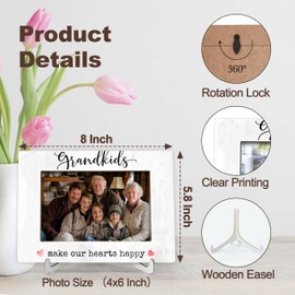 TIRYWT Grandkids Picture Frame Gifts, New Grandparents Gifts, Grandchildren Photo Frames, Grandparents Baby Announcement Gifts, Wood Decor for Desk Display -O12