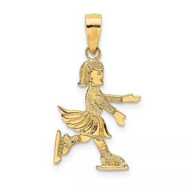 BillyTheTree Jewelry 14K Yellow Gold Child Ice Skater Pendant