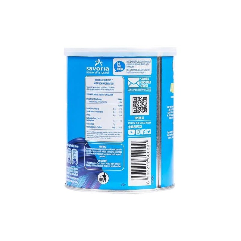 savoria Fox's fruity Mint Crystal Cleat candy Tin 180g