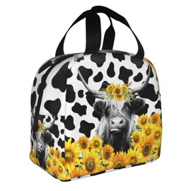 Zisqerts Highland Cow Insulated Lunch Bag Reusable Lunch Box for Teen Girls Women Men School Picnic Office Work