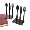 Pissente Cookbook Bookends, Decorative Metal Book Stoppers, Silver and Black,