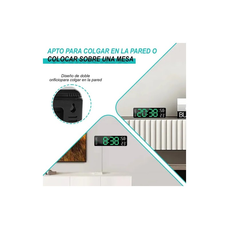 Reloj De Pared Digital Led Con Termómetro, Fecha,alarma
