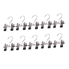 Skroad 10 Pack Boot Hangers with 2 Clips, Small Pant Hanger with Peg for Jeans Baby Clothes Boot, Use to Organizer Display, Black