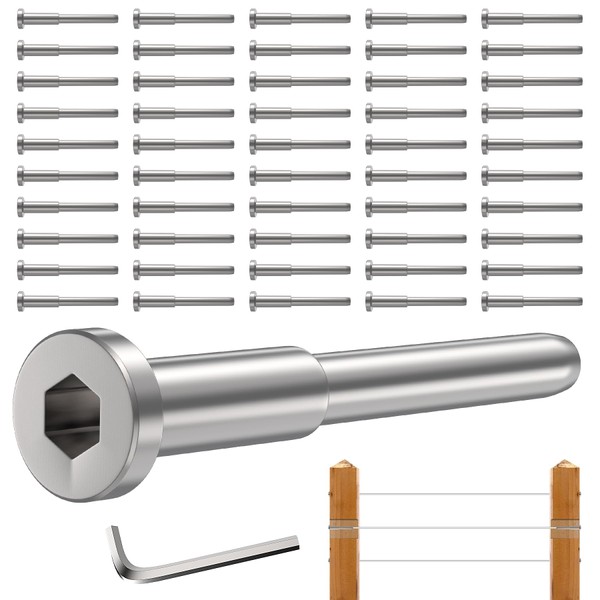 50 Pack 1/8" Silver Invisible Cable Railing Hardware Kit, T316
