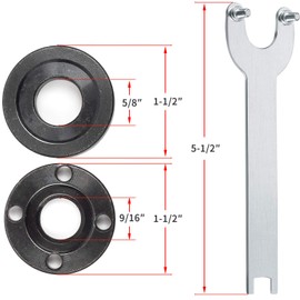 KOWOOD 4-1/2" 5" 5pcs Angle Grinder Flange Nuts with Spanner Compatible for Dewalt Makita Angle Grinder Flange with 5/8"-11 threaded shaft