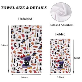 CMNIM Kiki Inspired Gifts Kiki Kitchen Towel Kiki Bakery Gifts for Baking Lover Kiki Anime Fans Gift Black Cat Jiji Hand Towel (25429 K Cat Towel)