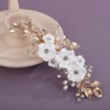 Teyglen Flower Bride Wedding Hair Clips Gold Leaf Crystal Hair