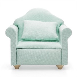 Odoria Dollhouse Armchair Sofa Miniature - 1/12 Scale Accent Chair for Modern Living Room Bedroom - Mini Club Lounge Chair Wood Furniture Upholstered Green