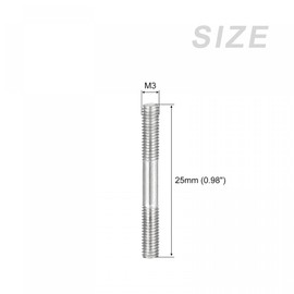 sourcing map Double Ended Stud Screws (M3 Thread 25mm Length) 20pcs, 304 Stainless Steel Dual Threaded Rod Bolts - for House Maintenance
