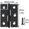 Bxian 16PCS 1.75x1.3 inch Black Stainless Steel Folding Butt Hinge