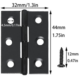 Bxian 16PCS 1.75x1.3 inch Black Stainless Steel Folding Butt Hinge Small Door Hinge Furniture Fittings Closet Hinge with Screws Suitable for Cabinet Door Window Toolbox Installation