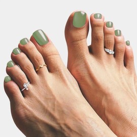 Toe Gel Nail Stickers - 34PCS Salon Quality Wraps no UV Light Needed - Long Lasting Toe Nail Polish Strips for Women (Forest Green)