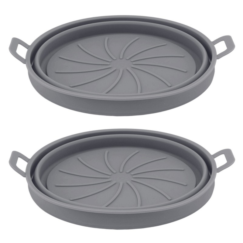 2 Pcs Silicone Air Cooker Pot With Handle Round Fryer