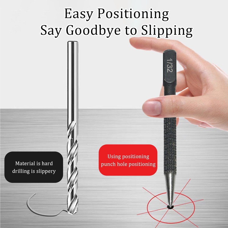 Debbery 4Pcs Positioning Punch Set, Portable Nail Punch, Metal Knurled