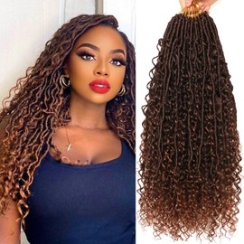 Goddess Locs Crochet Hair-24 Inch 8 Packs Boho Faux Locs Crochet Hair for Black Women Pre Looped Soft Locs with Curly Ends (T30, 18 Inch(Pack of 8))