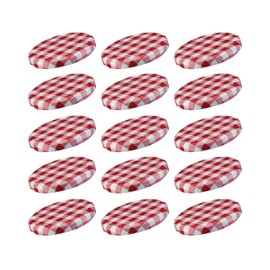 Westmark 409722E3 Screw-On / Twist-off Lids for Preserving Jars, Round, Diameter 63 mm, Tinplate, Red/White, Chequered, Pack of 15