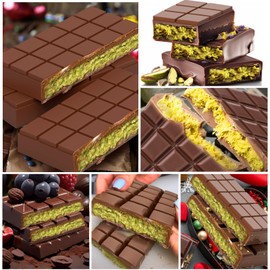 Juome Large Chocolate Bar Mold Deep - 1 Inch Deep Silicone Thick Chocolate Bar Molds for Stuffed Bar, Big Chocolate Bar Mold for Filling Knafeh Pistachio Chocolate Candy Bar with 100Pcs Storage Bags