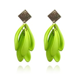XYAYOU Bohemian Candy Color Acrylic Flower Rose Petal Floral Long Dangle Drop Earrings for Women Jewelry Gifts (green)