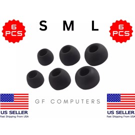 6 Silicone SML Cushion Earbud Ear Tips for soundcore Liberty 4 Headphones - BLACK