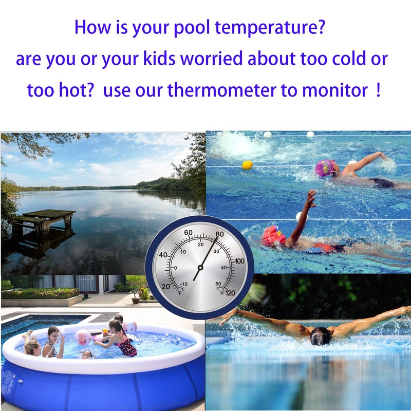Floating Pool Thermometer Easy Read with String, IPX7 Waterproof, No