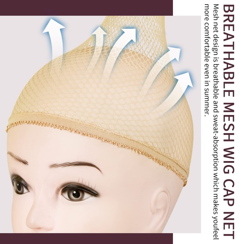 FANDAMEI Wig Caps Net, 4PCS Wig Caps Mesh Net Open