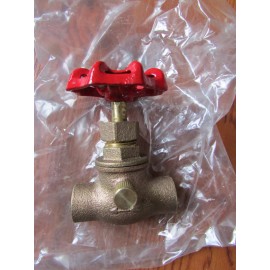 Red-white Valve Corp Plumbing Stop Valve with Drain. brass 1/2" Solder ends