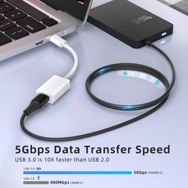 ZVGMOOE ZVGMOOE USB C to USB 3.0 Adapter 2 Pack, USB C Male to USB Female OTG Cable Thunderbolt3 to USB Adapter Compatible with MacBook Pro/Air, iPhone 16 Pro Max/16 Plus/16/15, Galaxy S24/S23/S22/S21