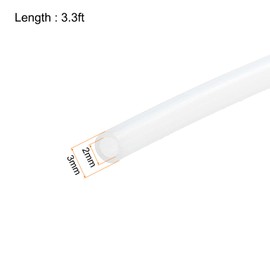 Rebower PTFE Tubing Hose Insulated Pipe Tube, [for Filaments 3D Printer] - 2mm IDx3mm ODx3.3ft/White/1 Pcs