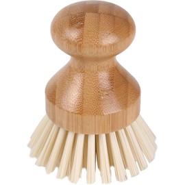 White Magic Eco Basics Pot Brush, Recycled Plastic Bristles + Bamboo Handle, Perfect for Cleaning Pots, Pans and Vegetables, 6cm diameter head, Brown