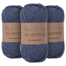 Utopia Crafts Re-Cotton Knitting Yarn 3 x 100 g (Indigo Blue)