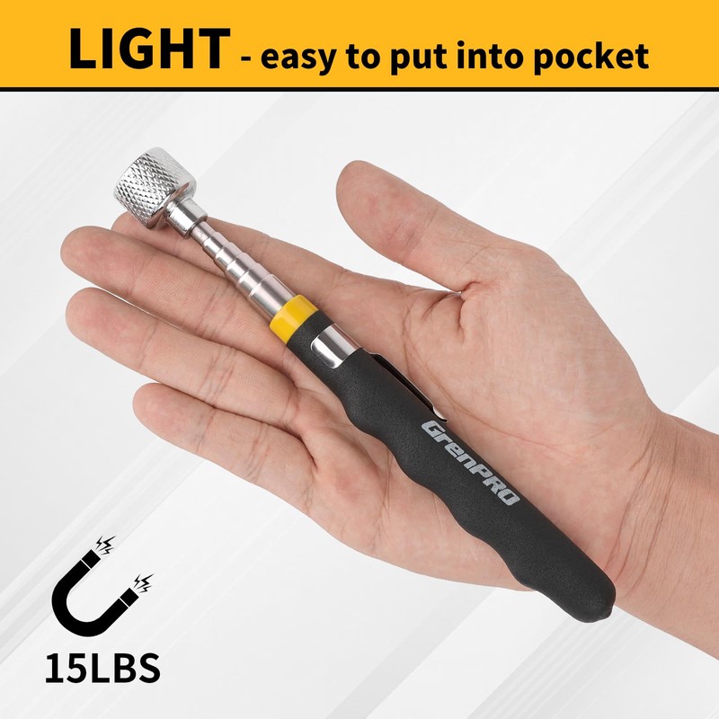 GRENPRO 17" Rolling Magnetic Sweeper with Wheels,8.8 Lbs Pull Force,Telescoping