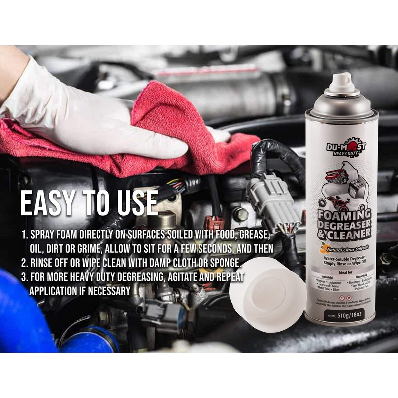 DU-MOST Heavy Duty Aerosol Foaming Degreaser & Cleaner, Deodorizer with