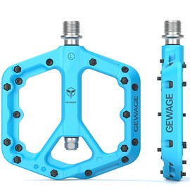 Mountain Bike Pedals - 9/16" Nylon Fiber Bicycle Flat Pedals -Bicycle Platform Pedals for Road Mountain BMX MTB Bike (Blue)
