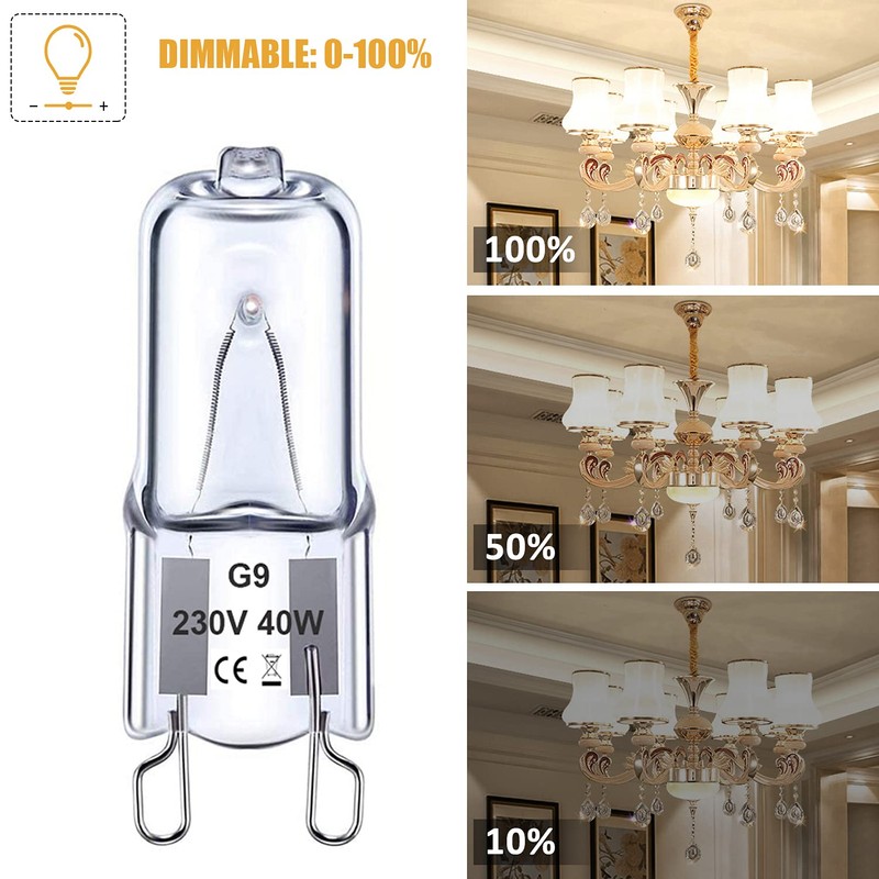Euxper G9 40 W Halogen Bulbs, Clear Capsule G9 Dimmable