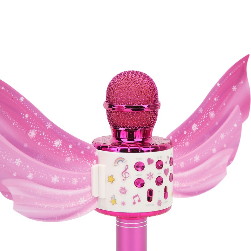 Kids Bluetooth Microphone Wireless LED Lights Wings Decoration USB Rechargeable