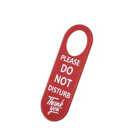 Do Not Disturb Door Hanger Sign, 1 Pack PU Leather Double Sided Door Knob Privacy Sign, Door Knob Hanging Sign Door Hanger Sign for Using in Any Places Office Home Hotel Meeting, Red