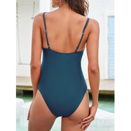 CUPSHE Maternity Swimsuit for Women One Piece Swimsuits Pregnancy Swimwear Spaghetti Straps Ruched Adjustable,S Dark Blue