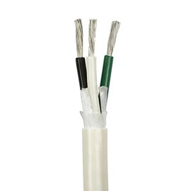 18/3 AWG UL 1426 (The Real Thing) Triplex Flat Marine Wire - Tinned Copper Boat Cable - 18 Feet - White PVC Jacket