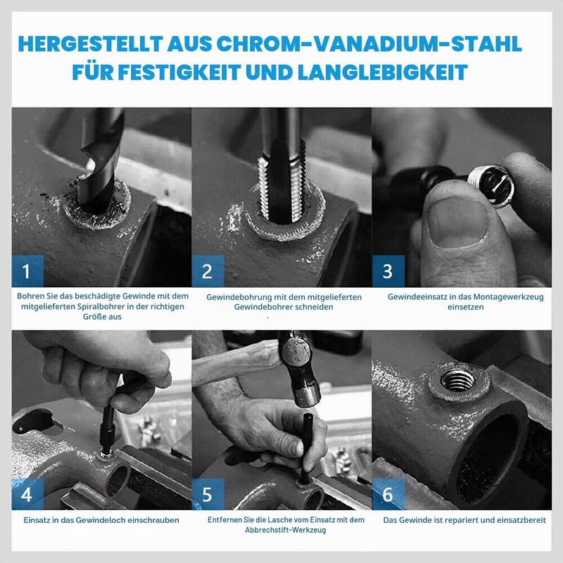 CCLIFE Thread Repair Kit M5 M6 M8 M10 M12 M14