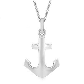 Tuscany Silver Small Polished Anchor Pendant on Curb Chain Pf 46 cm/18-inch