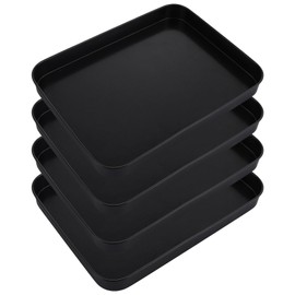 Oungy 4Pcs Small Baking Trays, 25x19x2.4cm Carbon Steel Oven Baking Trays, Black Non-Stick Oven Tray Baking Tray, Rectangular Baking Sheet Pan for Oven Kitchen Home - Dishwasher Safe