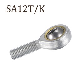 Kozelo 2pcs SA12T/K M12 Rod End Joint Bearing - [12mm Bore, M12x1.75 Male Right Hand Thread] Male Rod End with Jam Nuts, 45# Carbon Steel