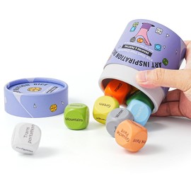 Fuumuui Art Dice for Creative Inspiration, Breaking Creative Block New Ways of Inspiration, Fuumuui Wooden Art Dice Painting Game Unique Gift for Artists & Teachers, Set of 9 for Studio and Classroom