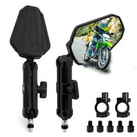 DREAMIZER Adventure Motorcycle Mirrors 8mm 10mm Motorbike Side Mirror, Universal 7/8" Handlebar Rear View Mirrors, Adjustable Double Roller ATV Mirror Compatible with Honda CRF Kawasaki Scooter